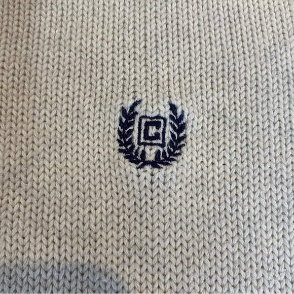 Chaps men's size Large cream crew neck long sleeve knit sweater 100% cotton - Picture 4 of 5